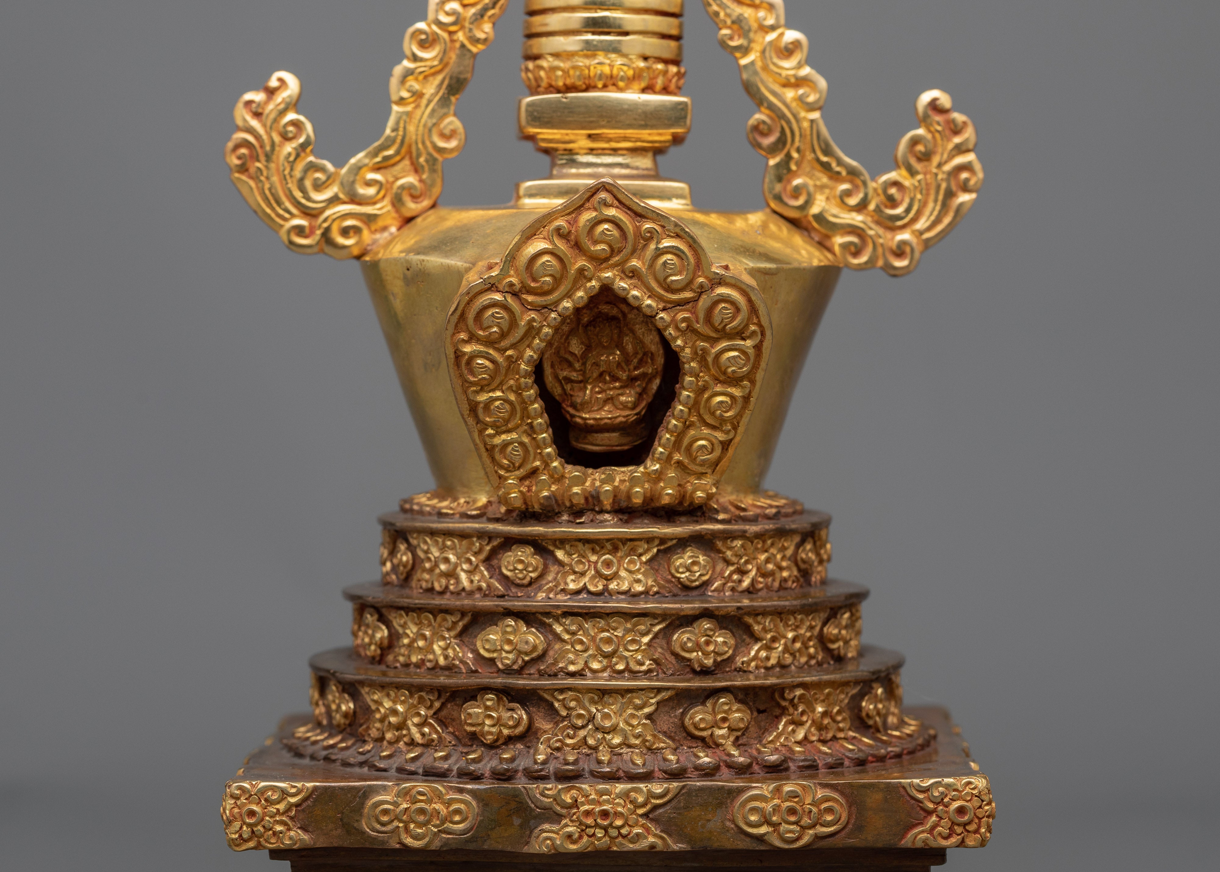 Gold Gilded Stupa | Detailed Handmade Spiritual Symbol