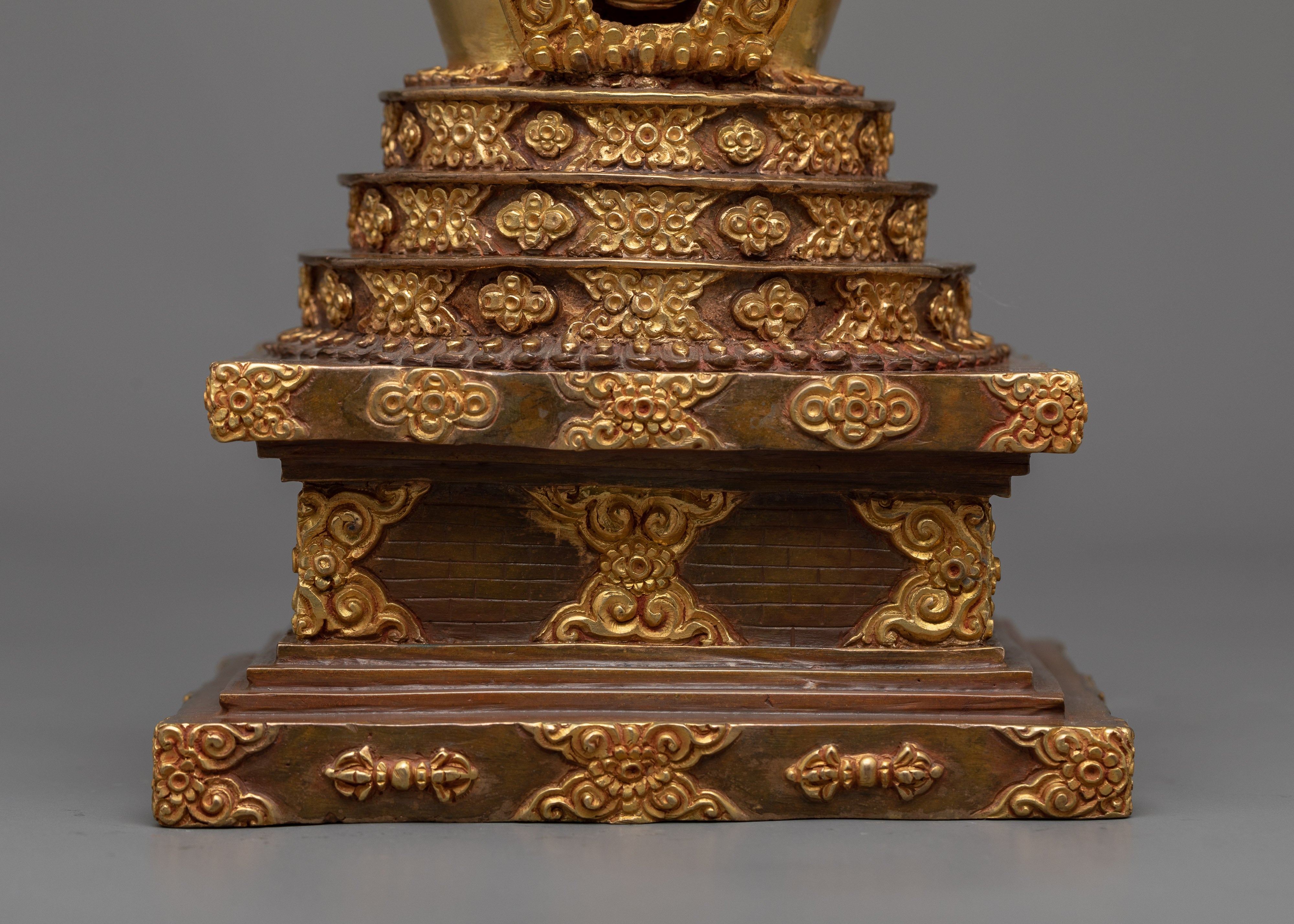 Gold Gilded Stupa | Detailed Handmade Spiritual Symbol
