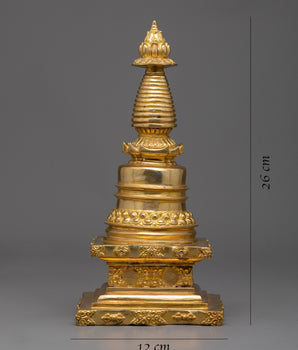 Handcrafted Golden Stupa | Sacred Handmade Spiritual Decor