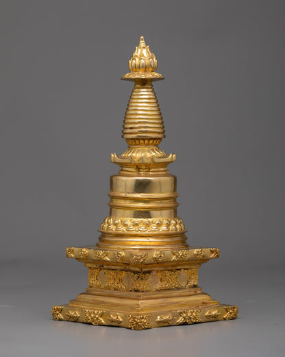 Handcrafted Golden Stupa | Sacred Handmade Spiritual Decor