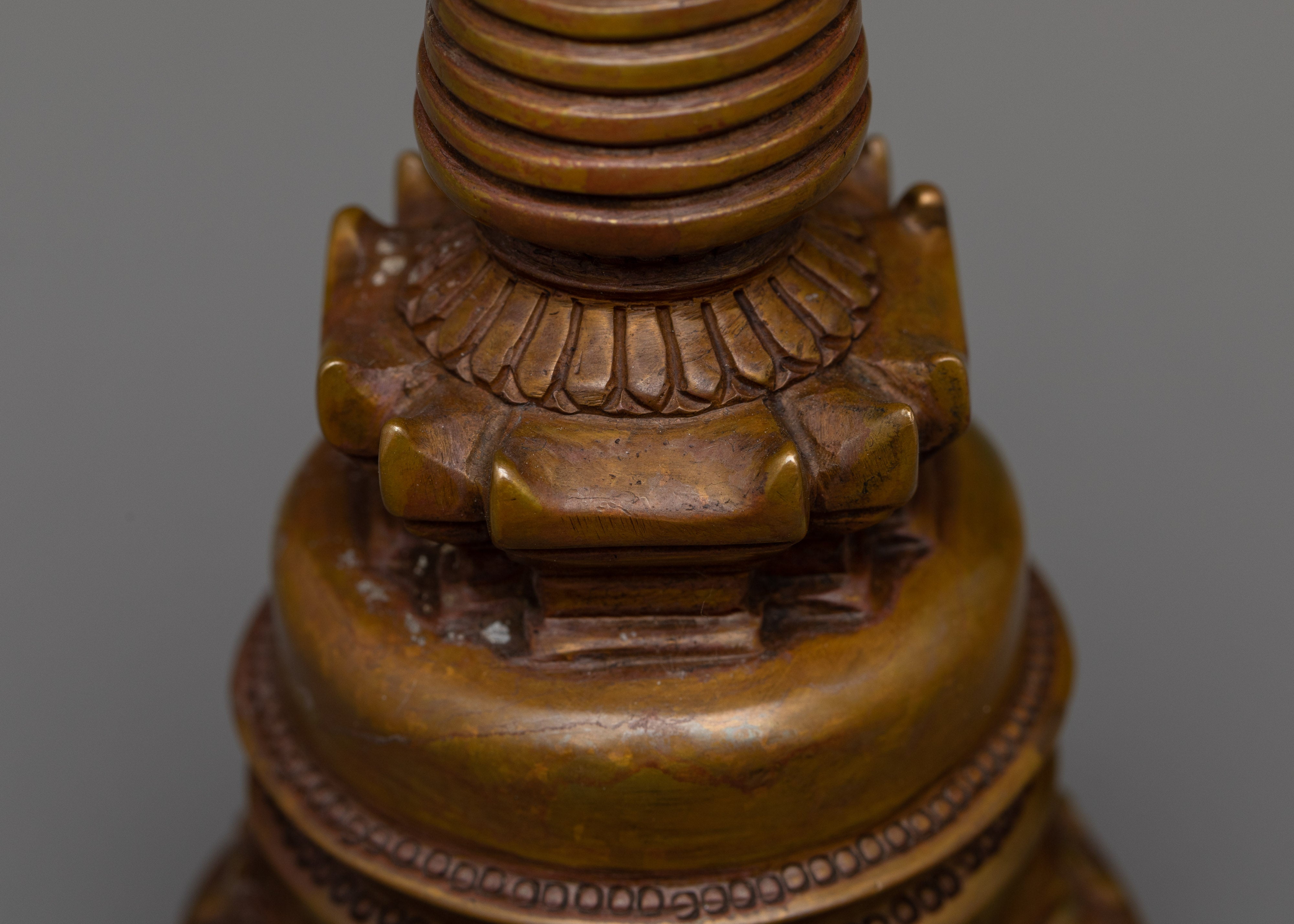 Oxidized Copper Stupa | Exquisite Artisan Crafted Spiritual Artifact