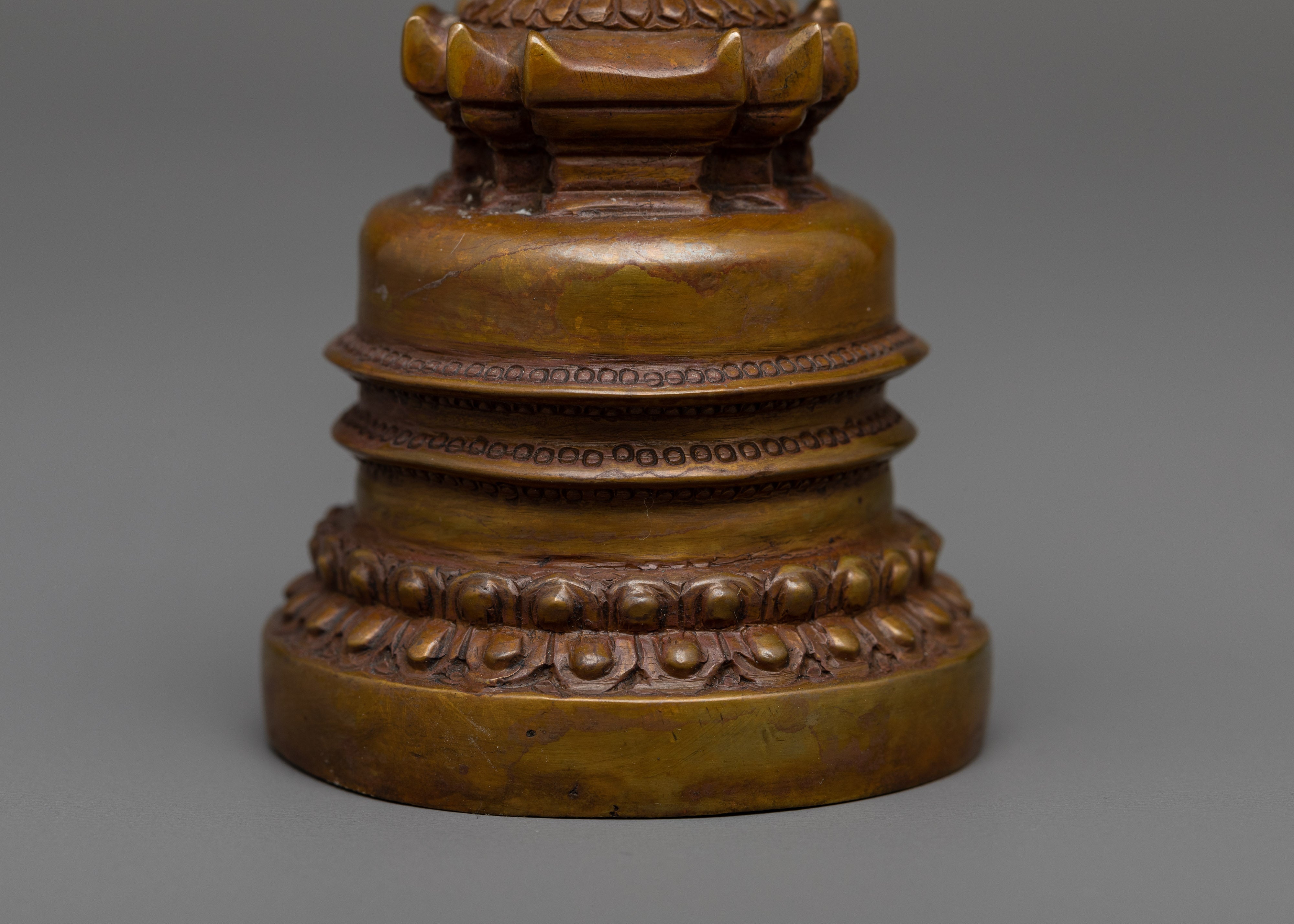 Oxidized Copper Stupa | Exquisite Artisan Crafted Spiritual Artifact