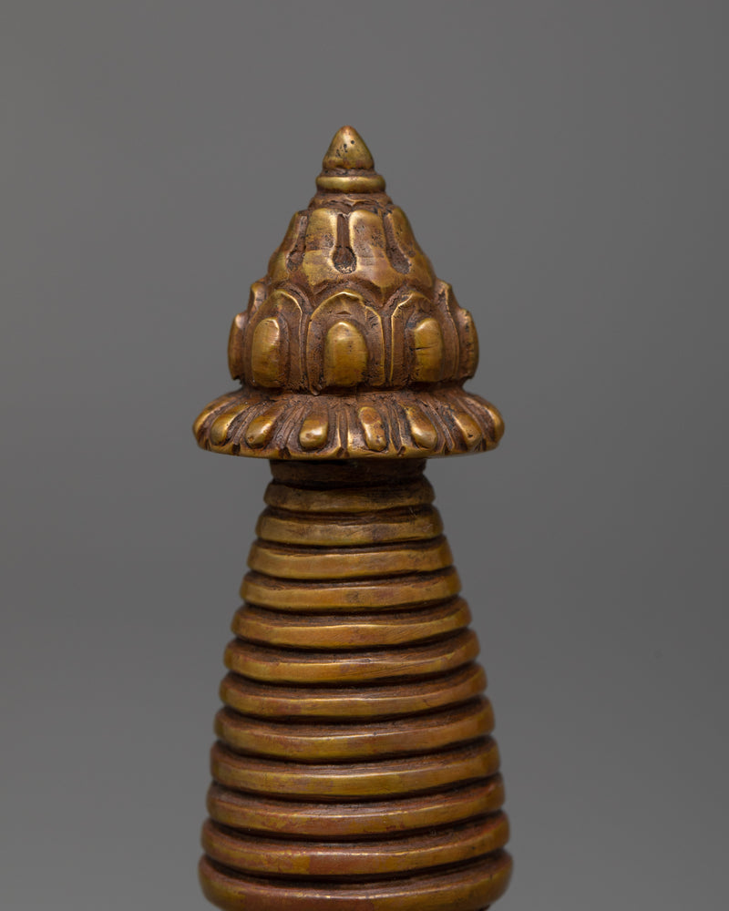 Oxidized Copper Stupa | Exquisite Artisan Crafted Spiritual Artifact