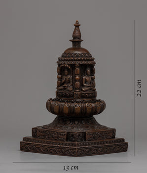 Exquisite Handcrafted Tibetan Buddhist Stupa | High-Quality Oxidized Copper Buddhist Chaitya Stupa