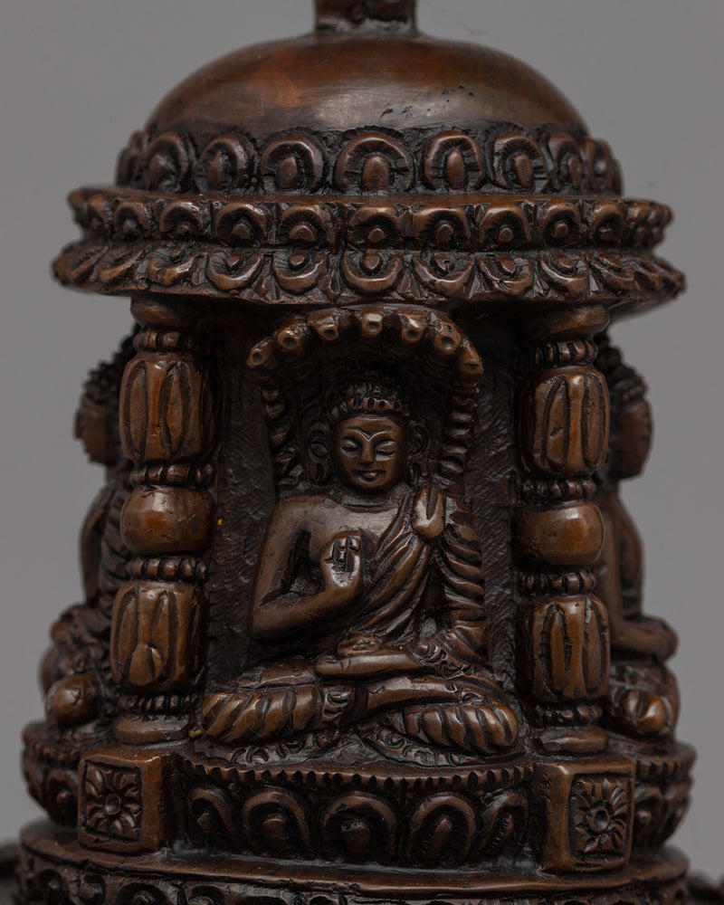 Exquisite Handcrafted Tibetan Buddhist Stupa | High-Quality Oxidized Copper Buddhist Chaitya Stupa