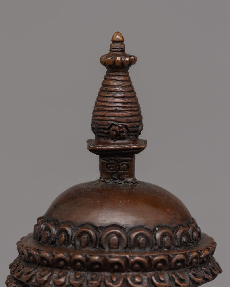 Exquisite Handcrafted Tibetan Buddhist Stupa | High-Quality Oxidized Copper Buddhist Chaitya Stupa