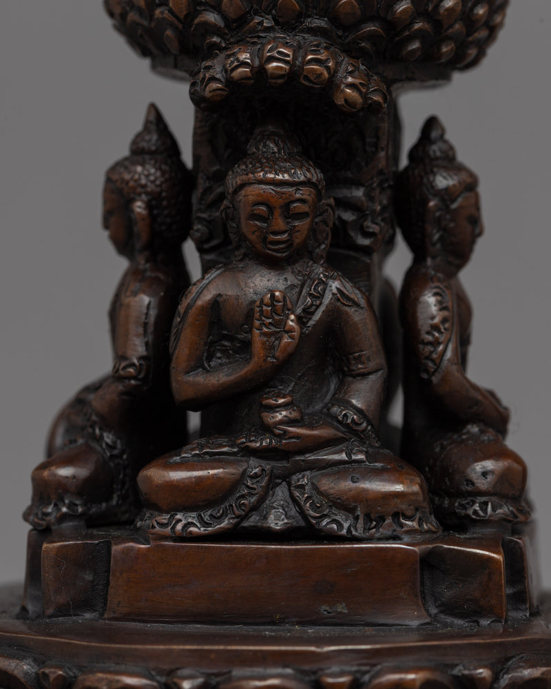 28"cm Tibetan Buddhist Stupa | Exquisite Handmade Oxidized Copper Pagoda Chaitya Statue