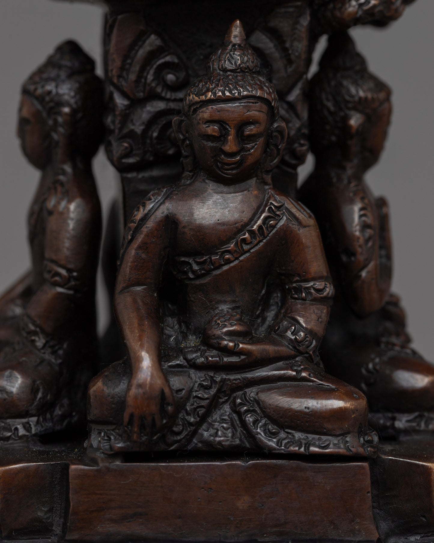 28"cm Tibetan Buddhist Stupa | Exquisite Handmade Oxidized Copper Pagoda Chaitya Statue