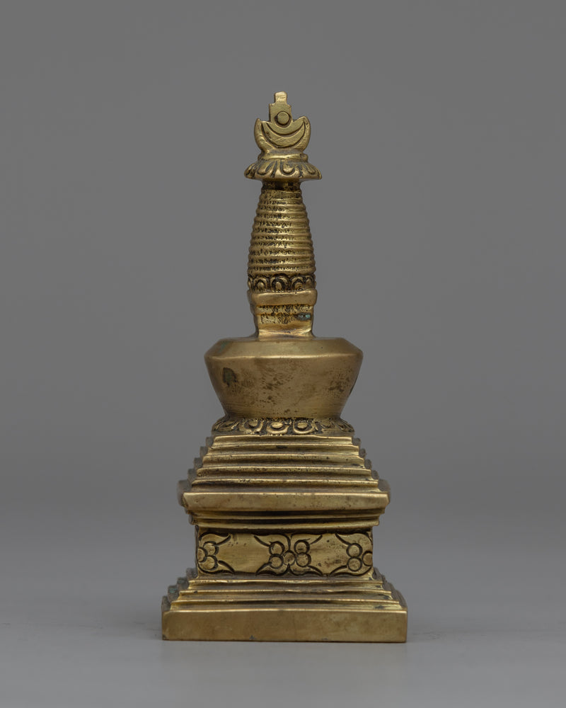 Buddhist Brass Stupa | Decorative Stupa of Blessings and Spiritual Craftsmanship