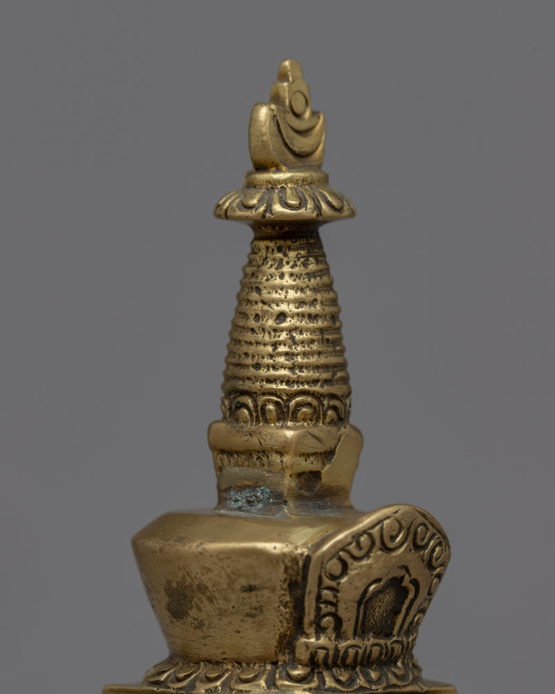 Buddhist Brass Stupa | Decorative Stupa of Blessings and Spiritual Craftsmanship