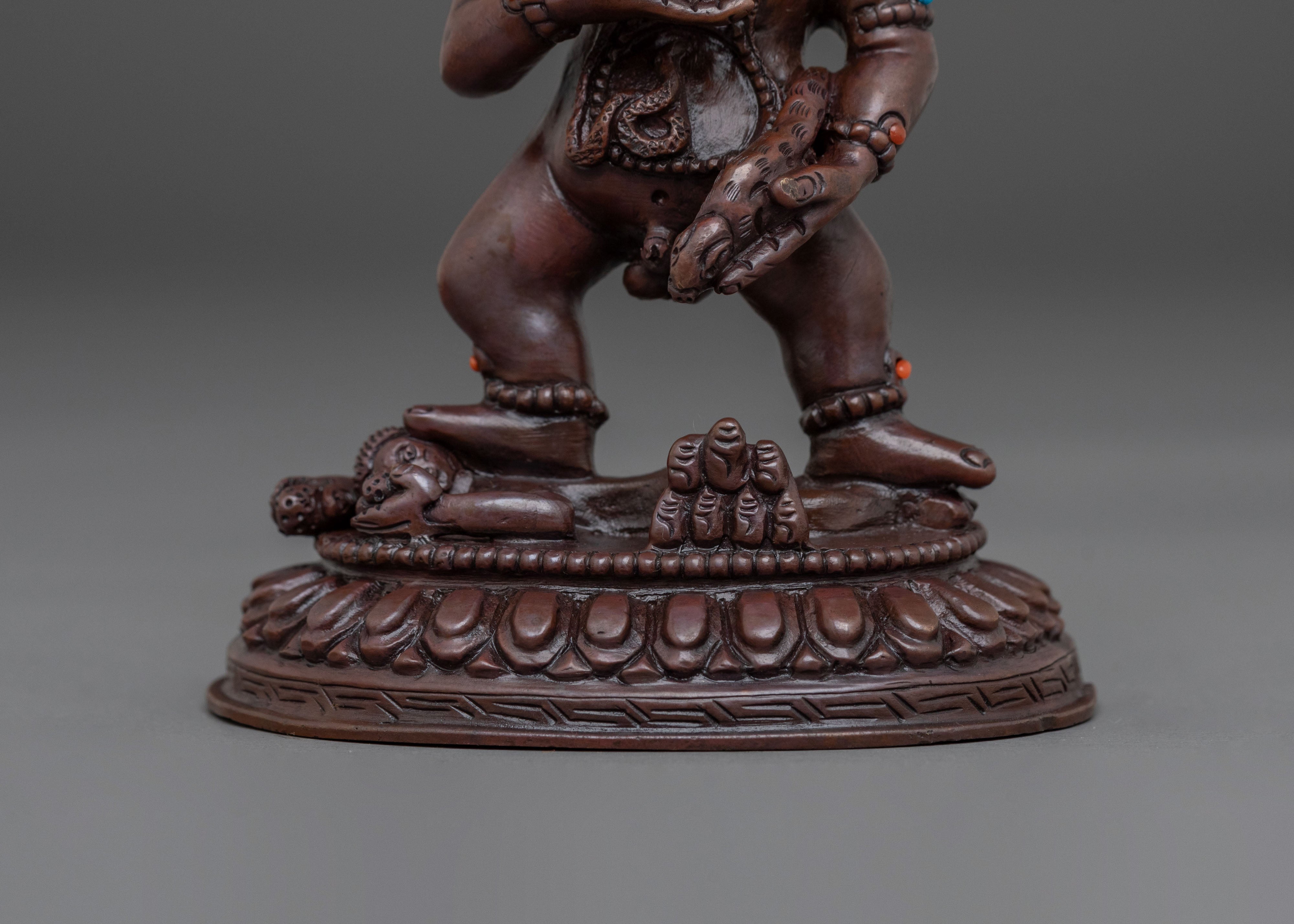 Black Dzambhala Sacred Sculpture | Buddhist Wealth Deity