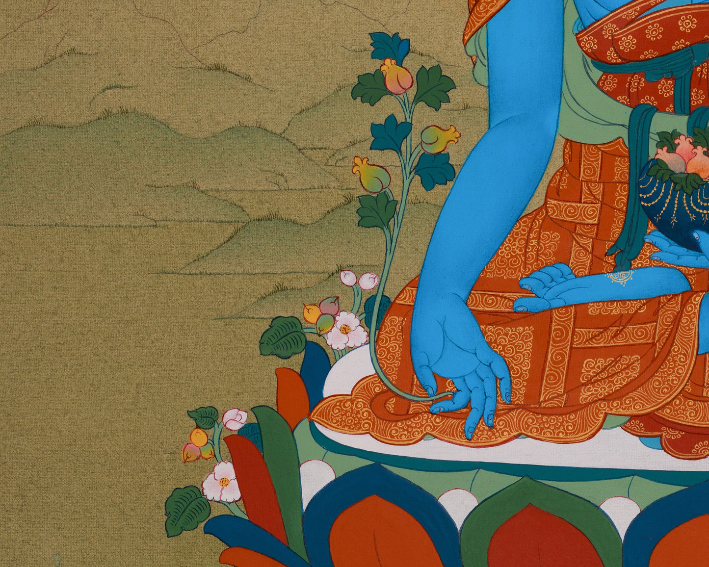 Traditional Bhaisajyaguru Thangka | Hand-Painted Medicine Buddha Art