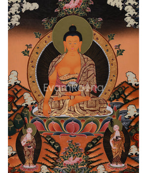 Beautiful Hand-Painted Buddha with Sariputra and Maudgalyayana | Compassion of Yoga