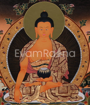 Beautiful Hand-Painted Buddha with Sariputra and Maudgalyayana | Compassion of Yoga