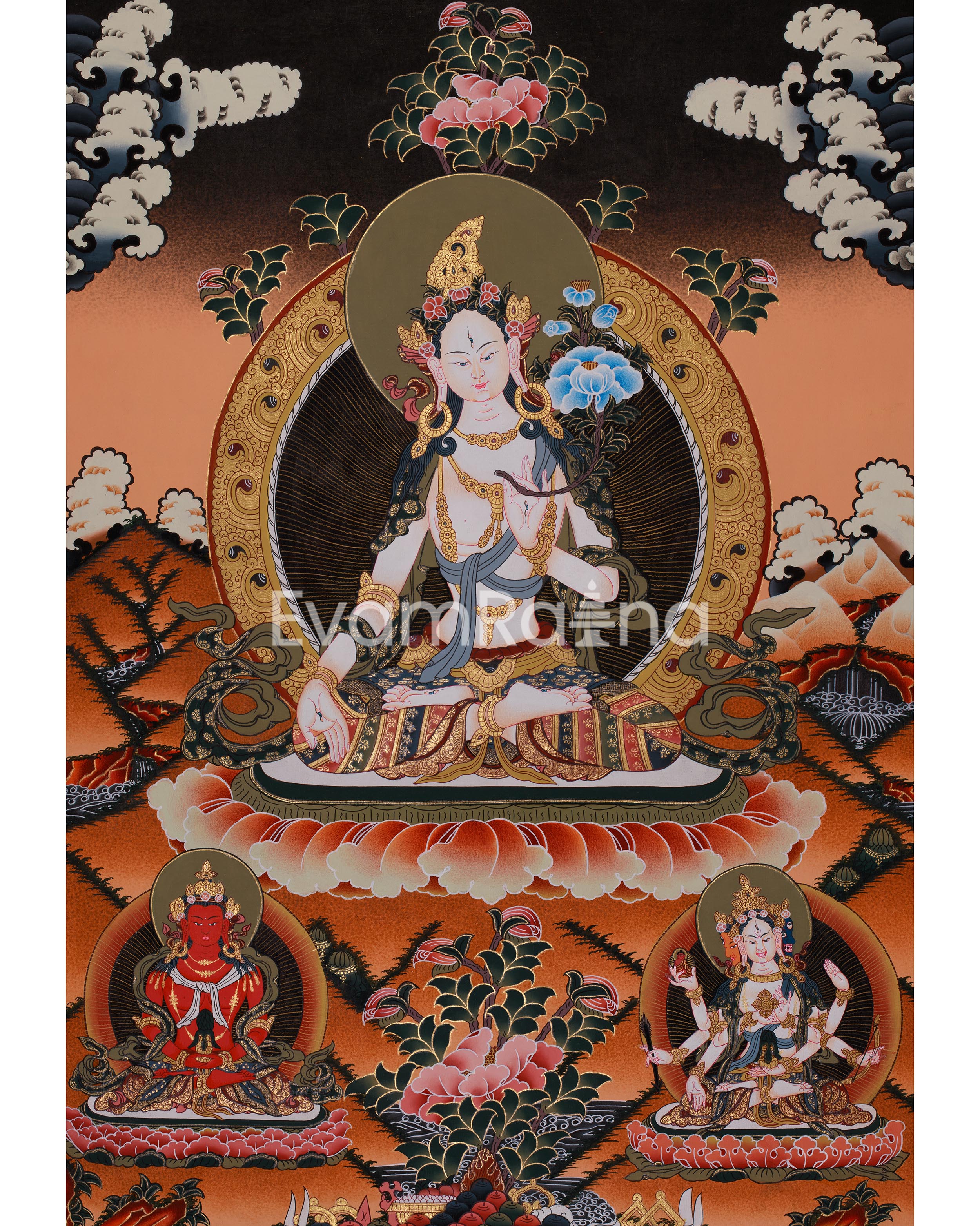 Traditionally Hand-Painted White Tara, Shakyamuni Buddha | Religious Gifts