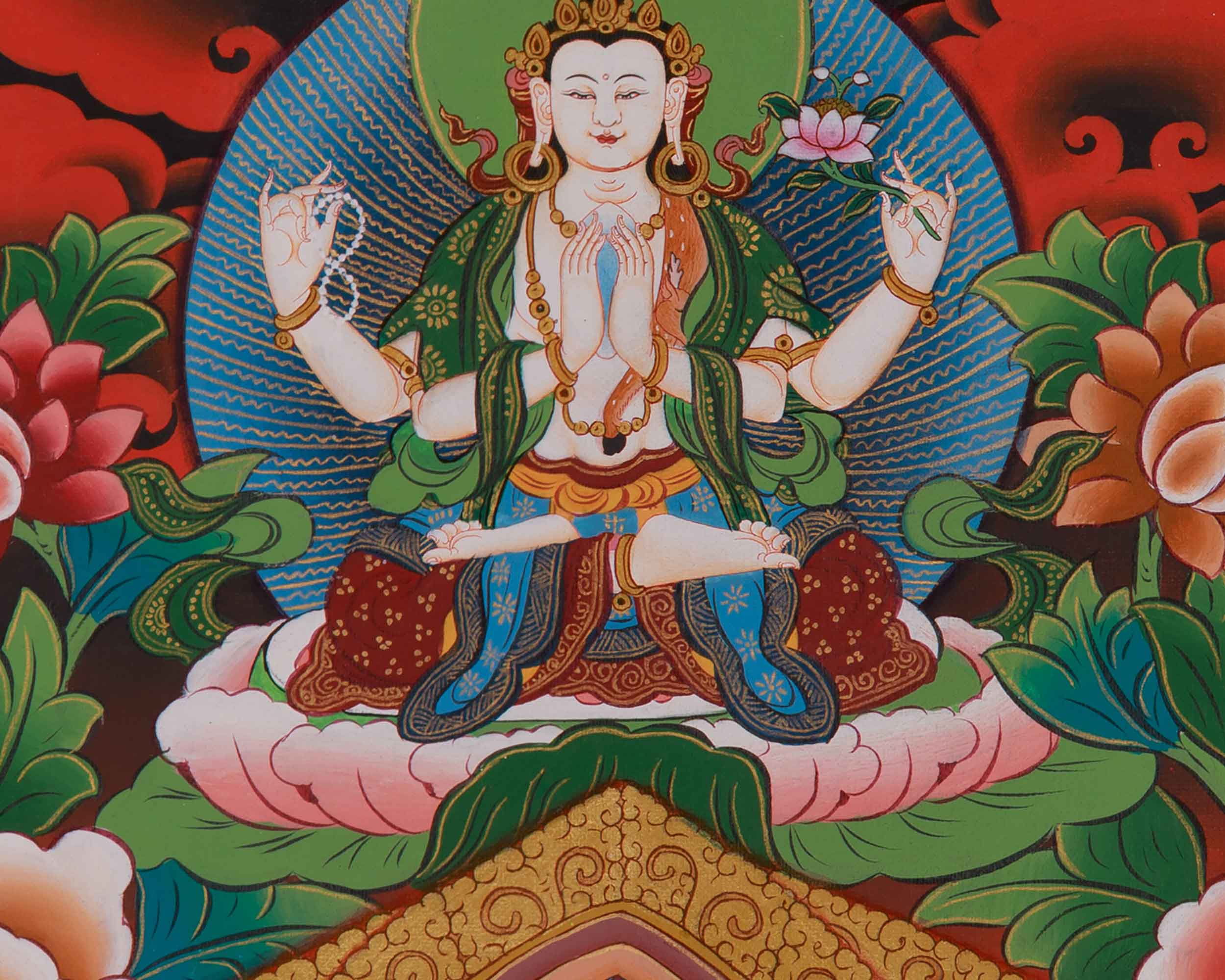 Tibetan Art of 1000 Armed Chenrezig | Compassion and Protection Deity