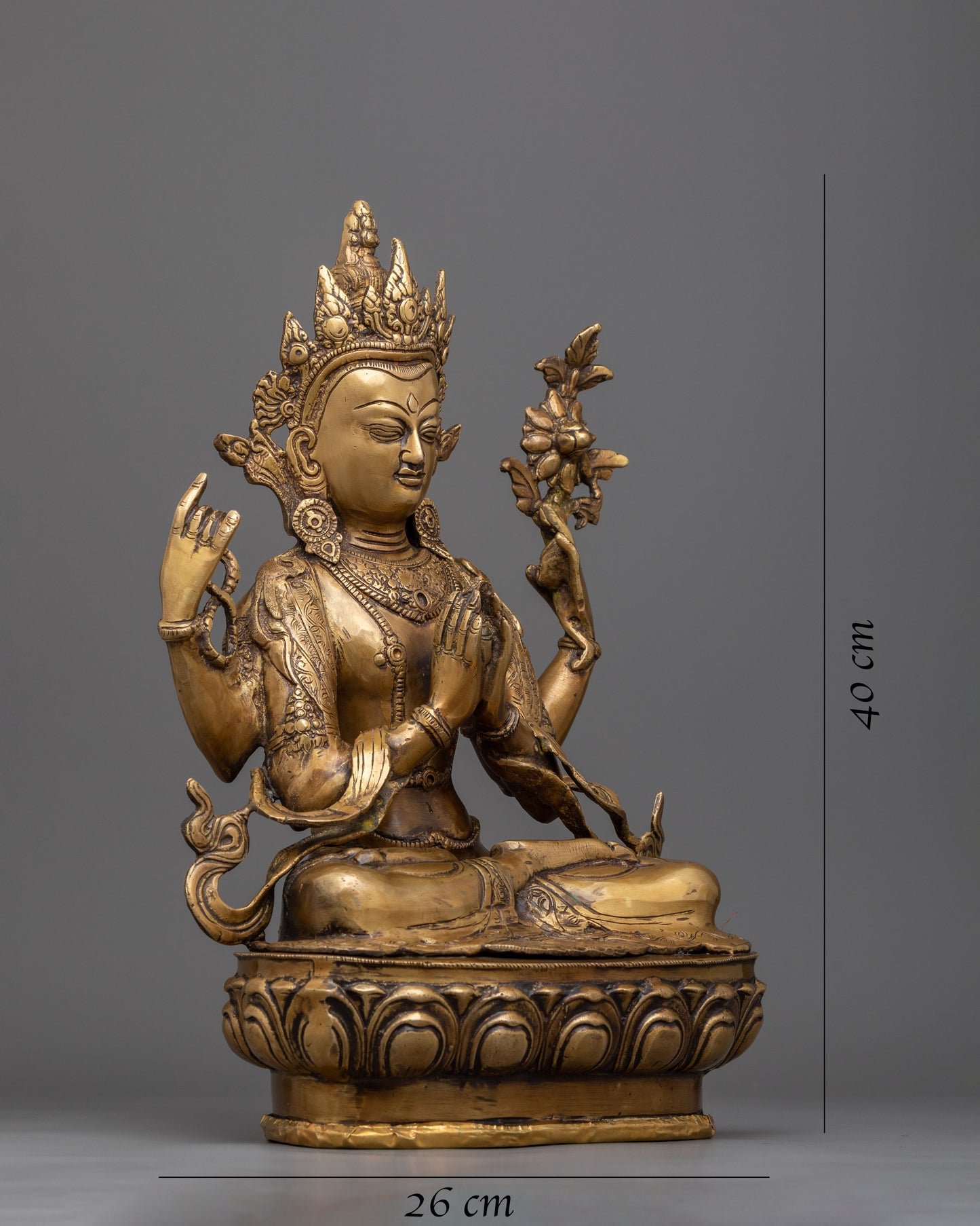 Brass Chenresig Statue | Artisanal Craft for Altars and Sacred Spaces