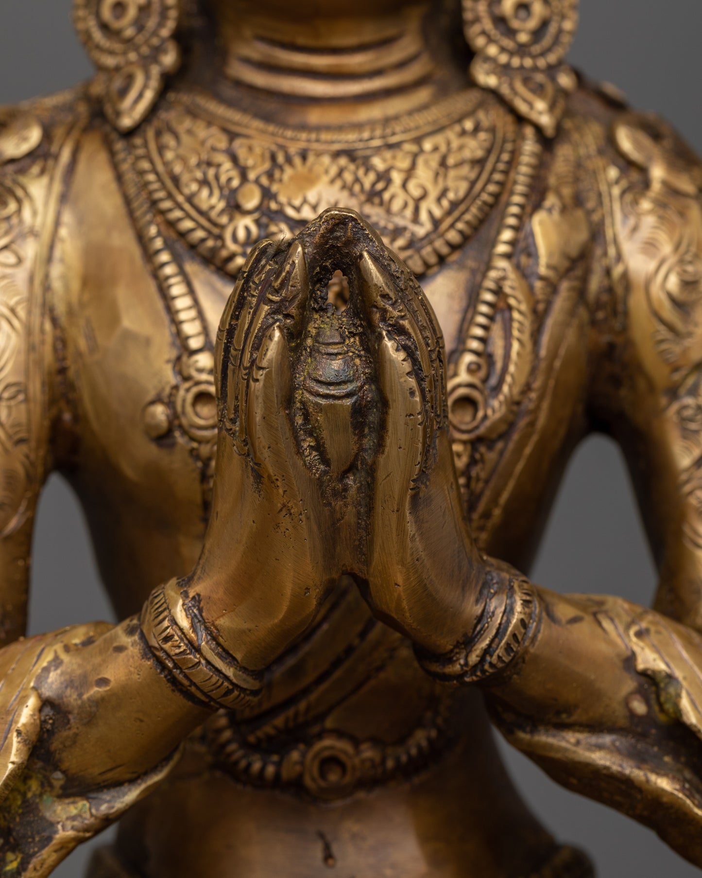 Brass Chenresig Statue | Artisanal Craft for Altars and Sacred Spaces