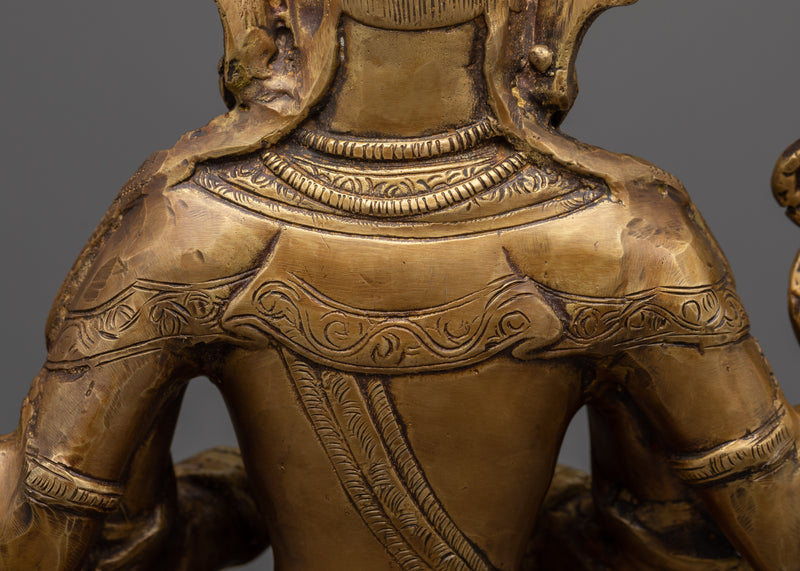 Brass Chenresig Statue | Artisanal Craft for Altars and Sacred Spaces