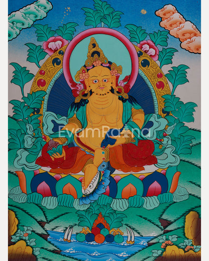 Wealth Deity Dzambhala And Namtose Thangka | Lord Kubera | Hand-Painted Tibetan Arts