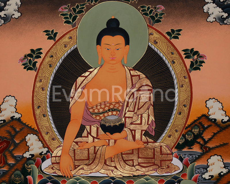 Beautiful Hand-Painted Buddha with Sariputra and Maudgalyayana | Compassion of Yoga