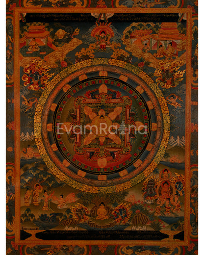 Buddha Mandala Thangka | Traditional Tibetan Artwork | Religious Wall Decors