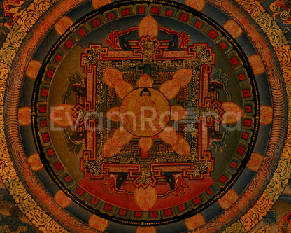 Buddha Mandala Thangka | Traditional Tibetan Artwork | Religious Wall Decors