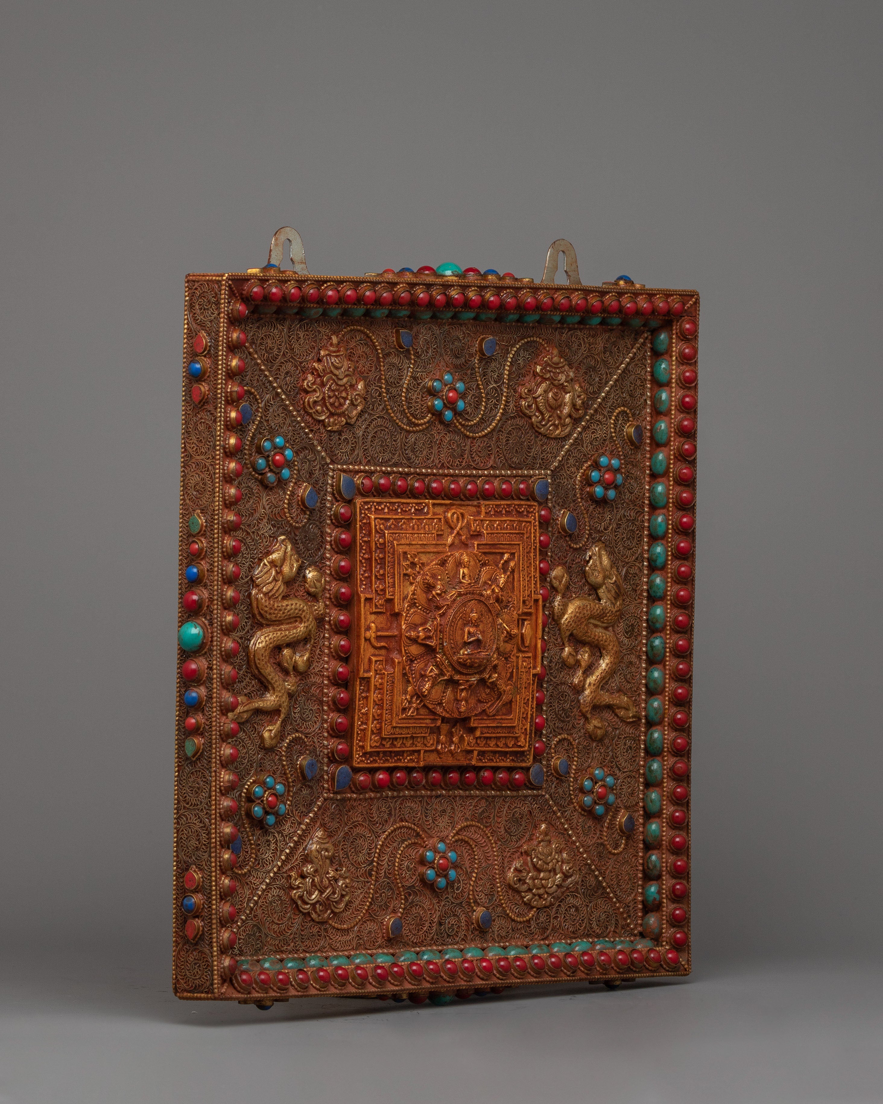 Large Metal Wall Hanging | Handcrafted Decorative Metal Thangka