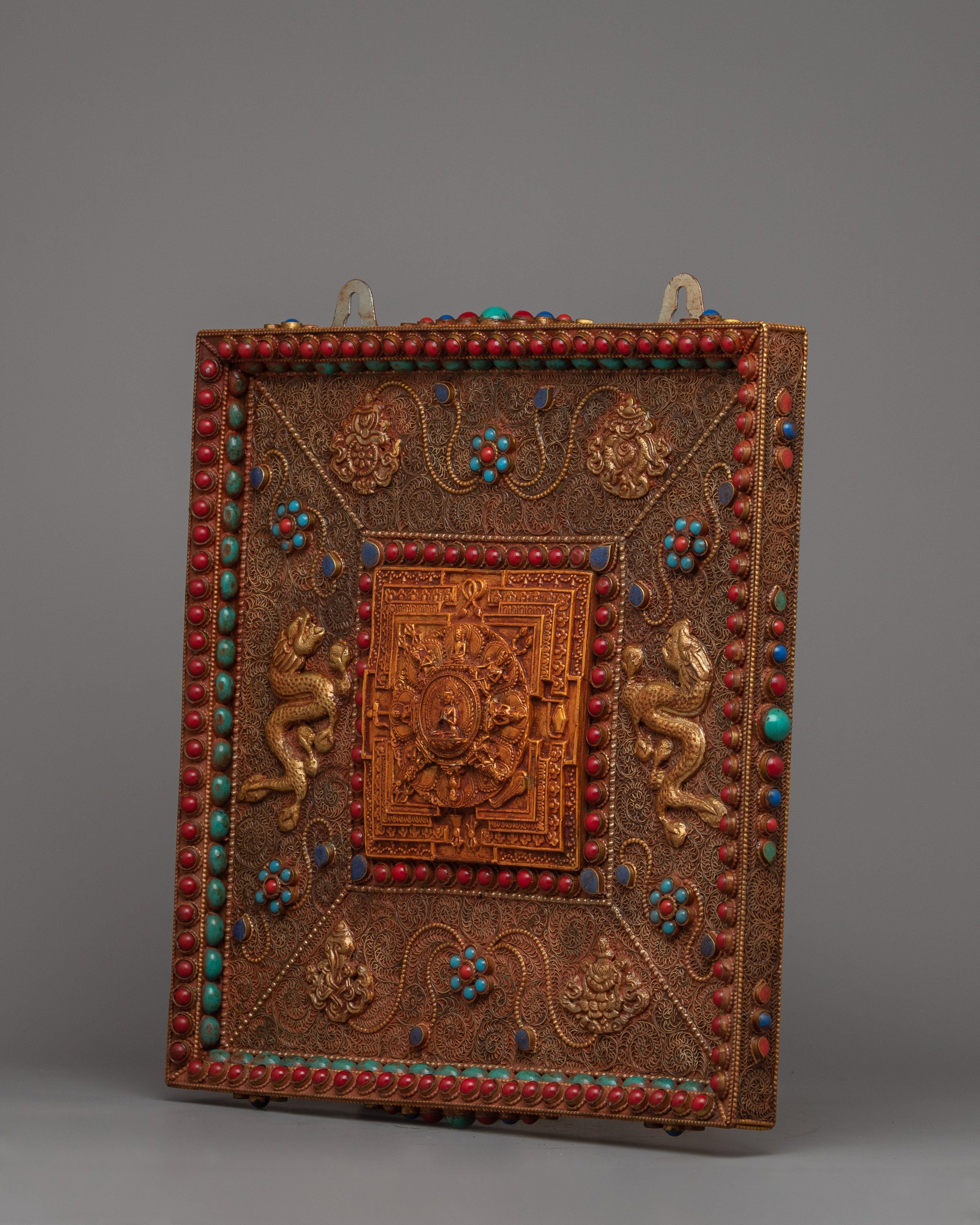 Large Metal Wall Hanging | Handcrafted Decorative Metal Thangka