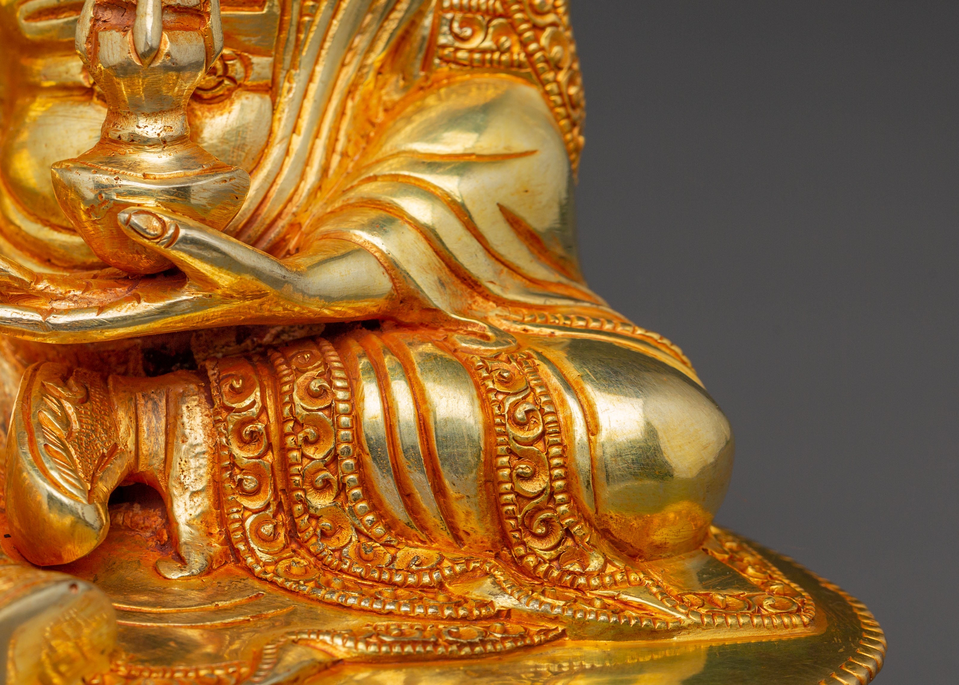 Guru Rinpoche Blessing Statue: 24K Gold Gilded Serenity
