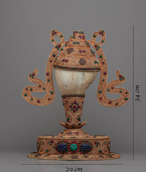 Tibetan Sankha with Stand | Religious Gift from Nepal