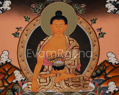 Beautiful Hand-Painted Buddha with Sariputra and Maudgalyayana | Compassion of Yoga