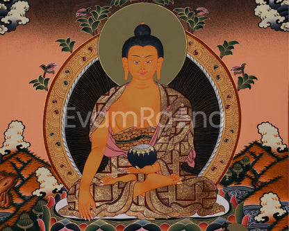 Beautiful Hand-Painted Buddha with Sariputra and Maudgalyayana | Compassion of Yoga