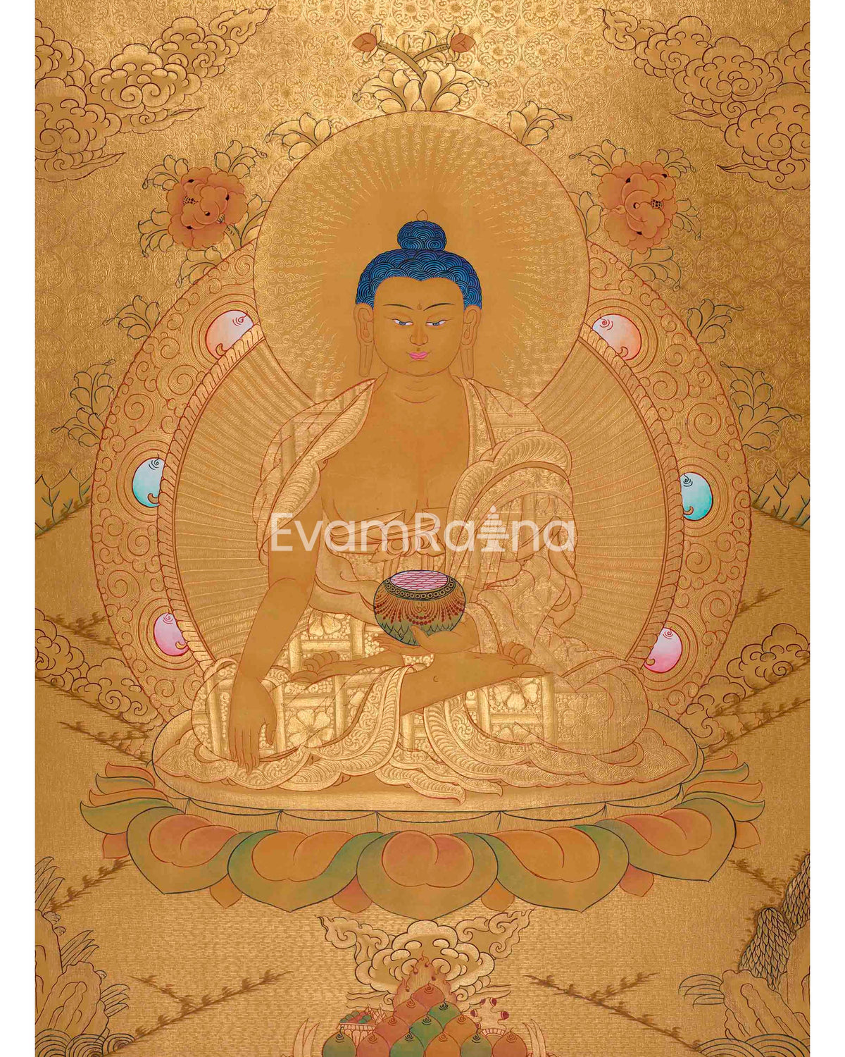 Original Hand-Painted 24K Gold Shakyamuni Buddha