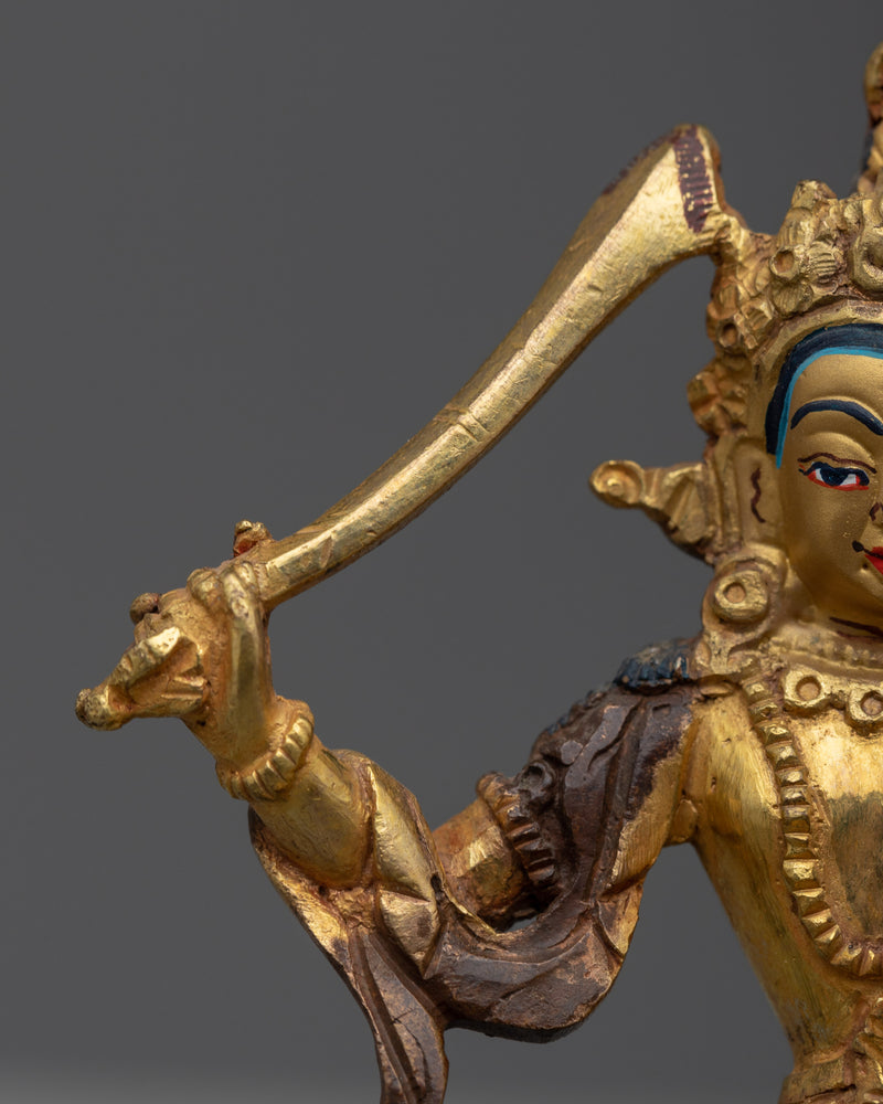 Golden Manjushri Statue | Bodhisattva Wisdom Deity