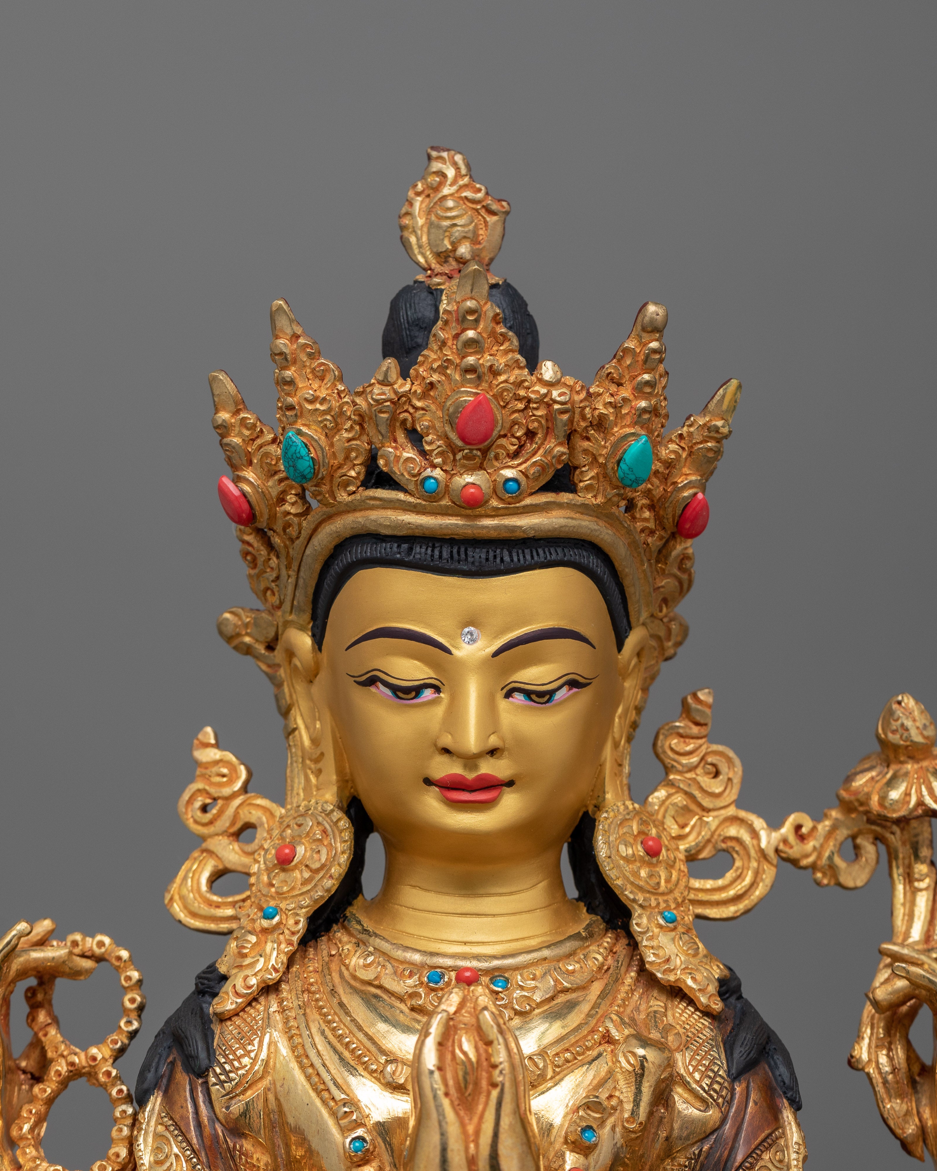 Bodhisattva Chenrezig Buddha Statue Sacred Art | Traditionally Handcrafted Copper Figure