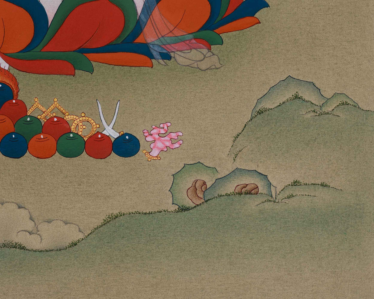 Buddhist Protector Mitrupa Thangka | A Sacred Guardian of Wisdom
