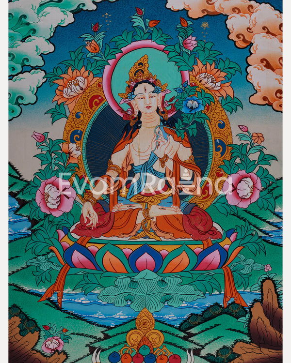 Seven-Eyed Goddess, White Tara (Sita Tara) Thangka 