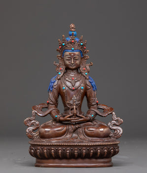 Handcrafted Tibetan Sacred Amitayus Statue | Buddha of Infinite Life