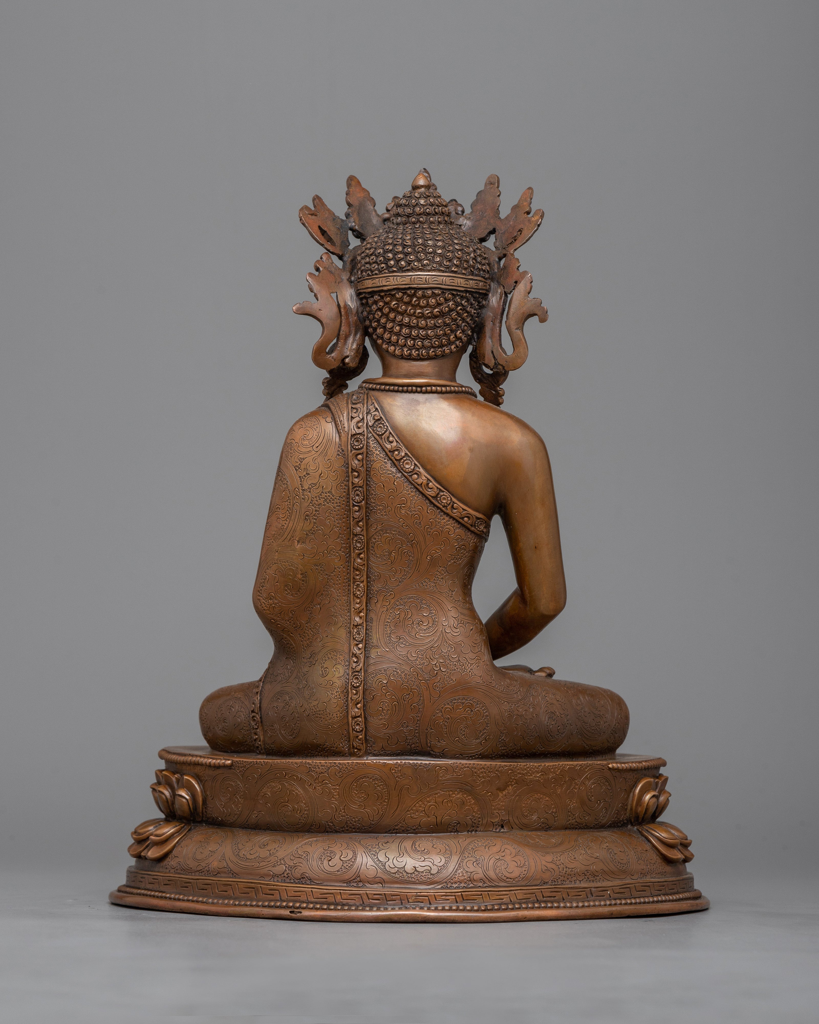 Three-Crown Buddha Set | Oxidized Copper Trio of Healing, Wisdom, and Infinite Light