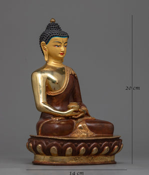 Amitabha Buddha Gold Gilded Oxidized Statue | Symbol of Infinite Light and Compassion
