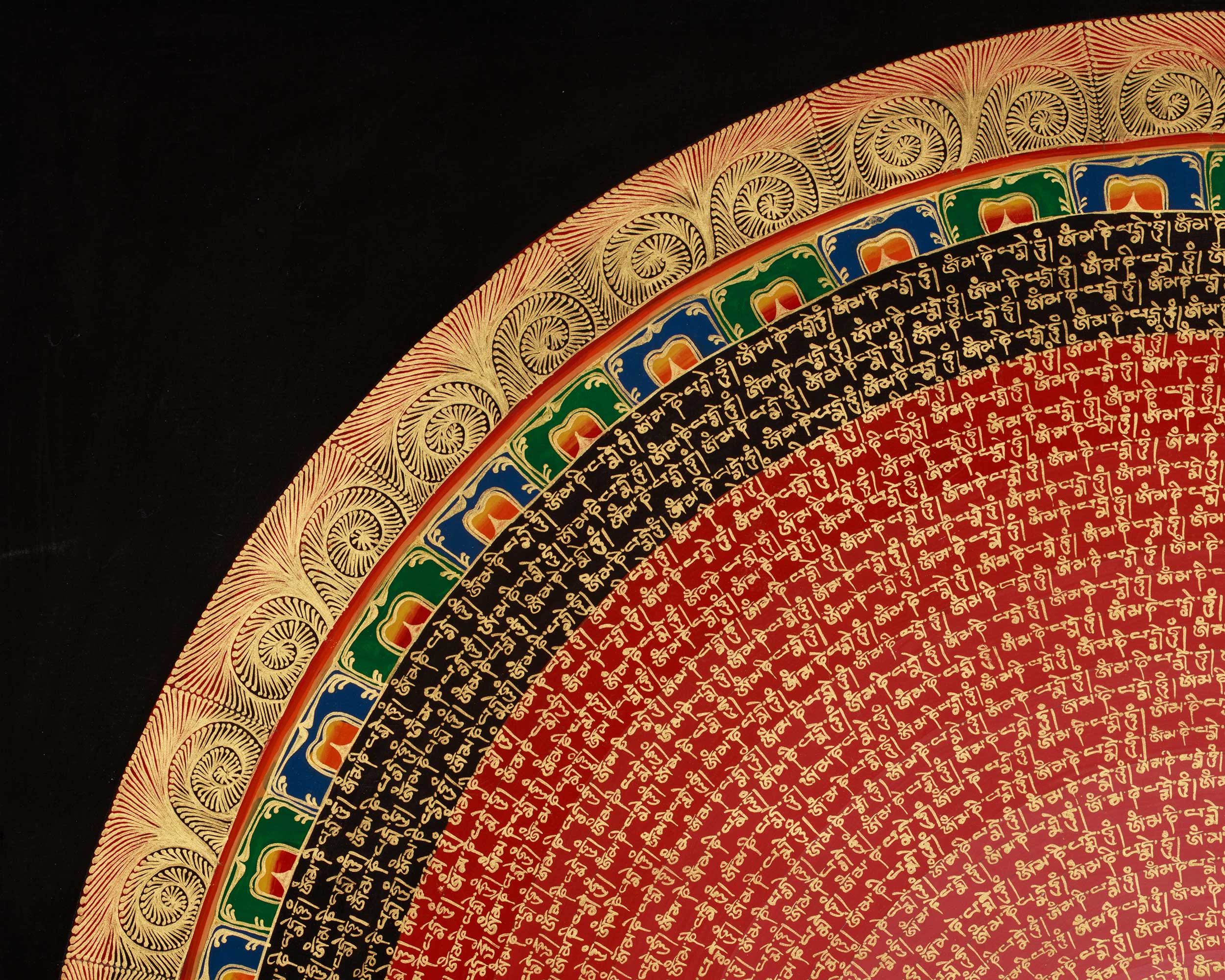 Himalayan Artwork of Mantra Mandala | Tibetan Buddhist Sacred Painting | Wall Hanging