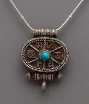 Turquoise Mantra Silver Locket