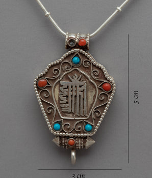 Sacred Mantra Engraved Locket of Spiritual Wisdom | Handcrafted Locket Pendent for Mindful Elegance