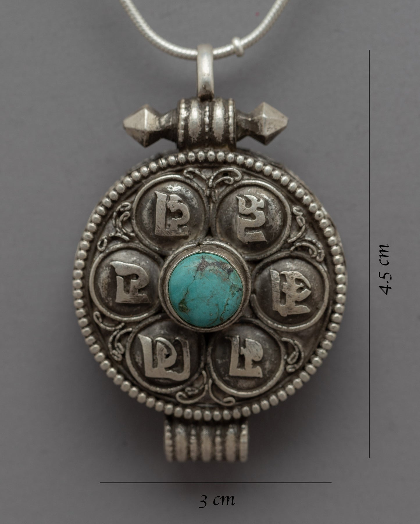 Small Silver Locket | Genuine Turquoise Adorned Locket