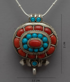 Sterling Silver Pendant Men |  Handcrafted with a Striking Coral Gemstone