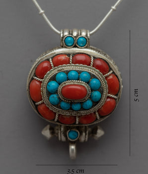Sterling Silver Pendant Men |  Handcrafted with a Striking Coral Gemstone
