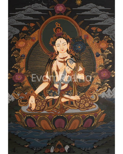 Jhambala Kubera and Manjushri Thangka | HandPainted Buddhist Thangka