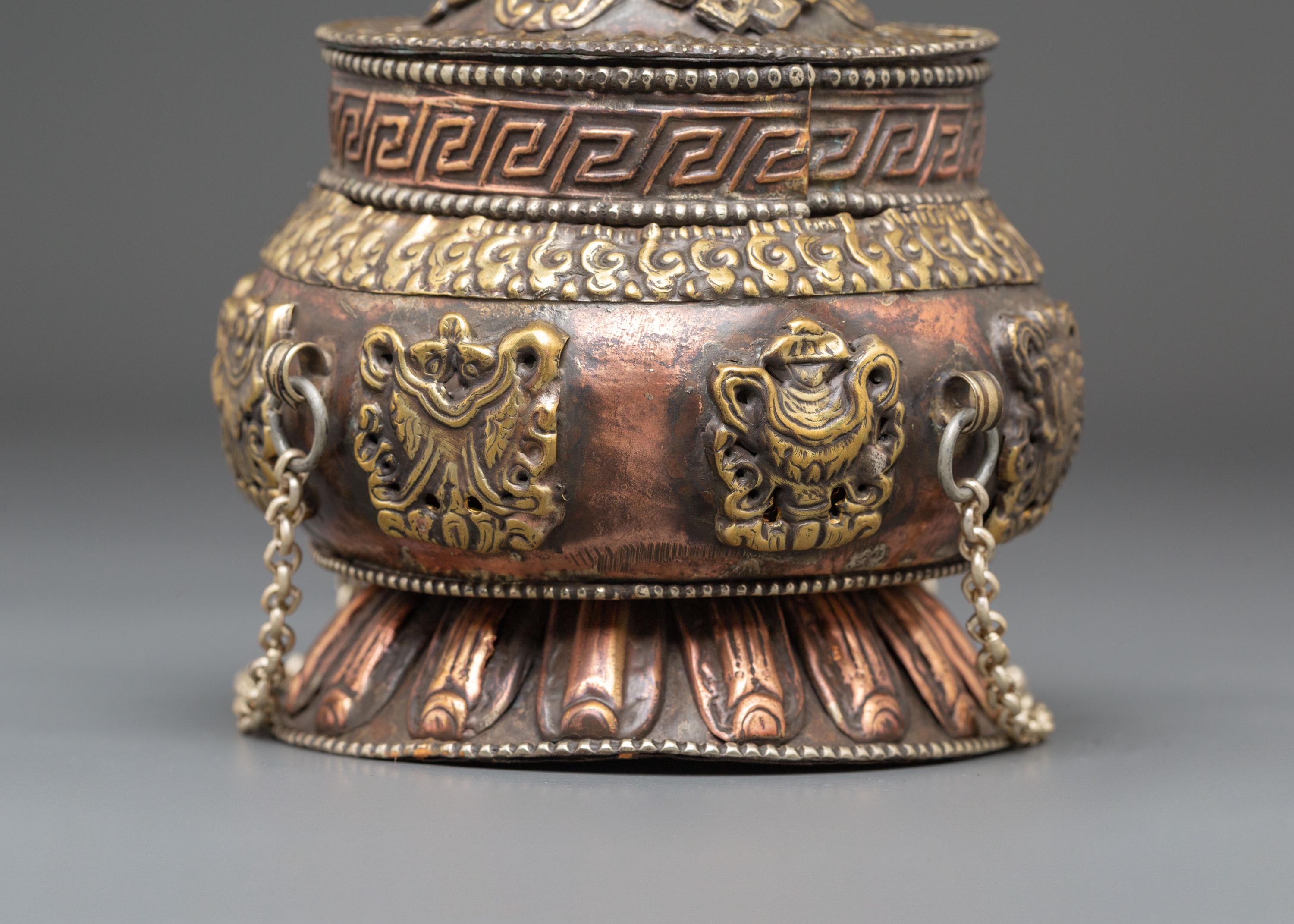Sacred Incense Burner For Buddhist Rituals | Tibetan Ritual Copper Brass Decor