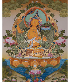Manjushree Tibetan Thangka | Mindfulness Meditation Object